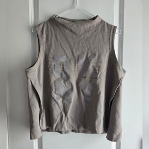DKNY Women's Muscle Tee - Taupe with Silver Accents